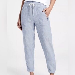 Athleta  Light Blue Joggers Linen Elastic Waist Pockets Size 2